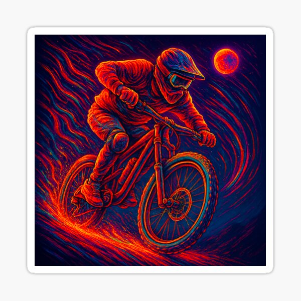 Item preview, Inferno Flow – Red, Blue & Orange MTB Design designed and sold by GrizzlyCompany.
