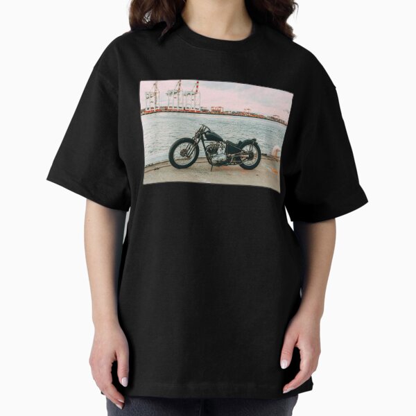 Item preview, Black Bobber Motorcycle At The Harbor designed and sold by Seasons Waiting.