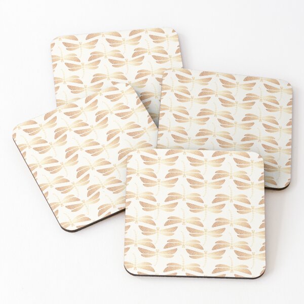 Item preview, Golden Ornamental Dragonflies Pattern on Cream designed and sold by tanyadraws.
