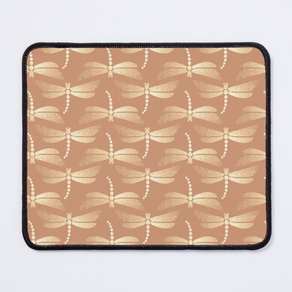 Item preview, Golden Ornamental Dragonflies Pattern on Terracotta designed and sold by tanyadraws.