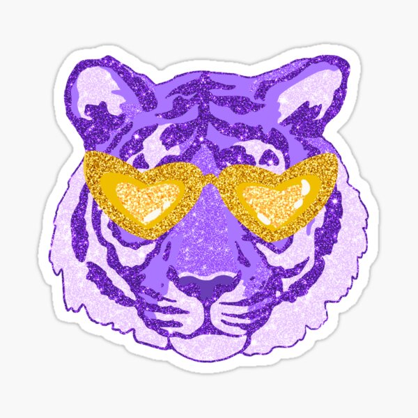 Aperçu de l'œuvre Tigre violet pailleté PNG – Art numérique pour le jour du match de la LSU : chemises, artisanat et esthétique louisianaise créée et vendue par littleartshopp.