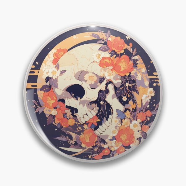 Item preview, Chaotic vibes skull and flowers designed and sold by MendaciousMina.