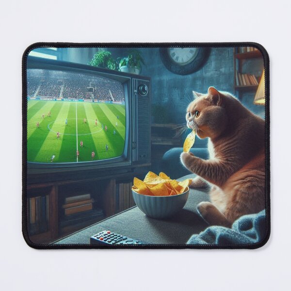 Item preview, Cute cat eats chips and watches a game designed and sold by Dogandesighn.