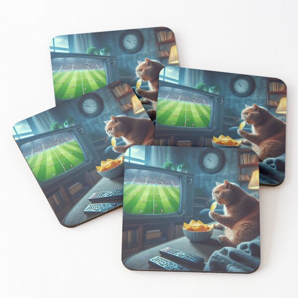 Item preview, Cute cat eats chips and watches a game designed and sold by Dogandesighn.