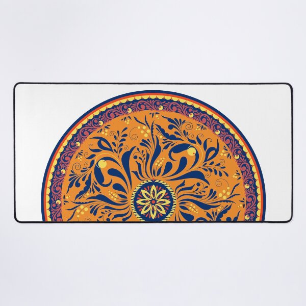 Item preview, ornament is a circular pattern based on the Khokhloma painting with bright and saturated colors typical of Russian folk art. designed and sold by Olga Matskevich.