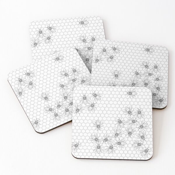 Item preview, Black and white vector geometrical bees on honeycomb designed and sold by Familyshmot.