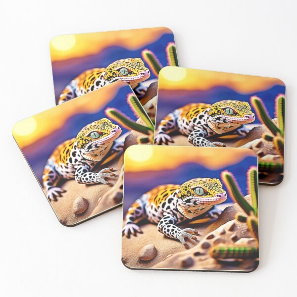 Item preview, Cute Leopard Gecko Sunset Desert Design designed and sold by Health And Fitness Posts e-Store.