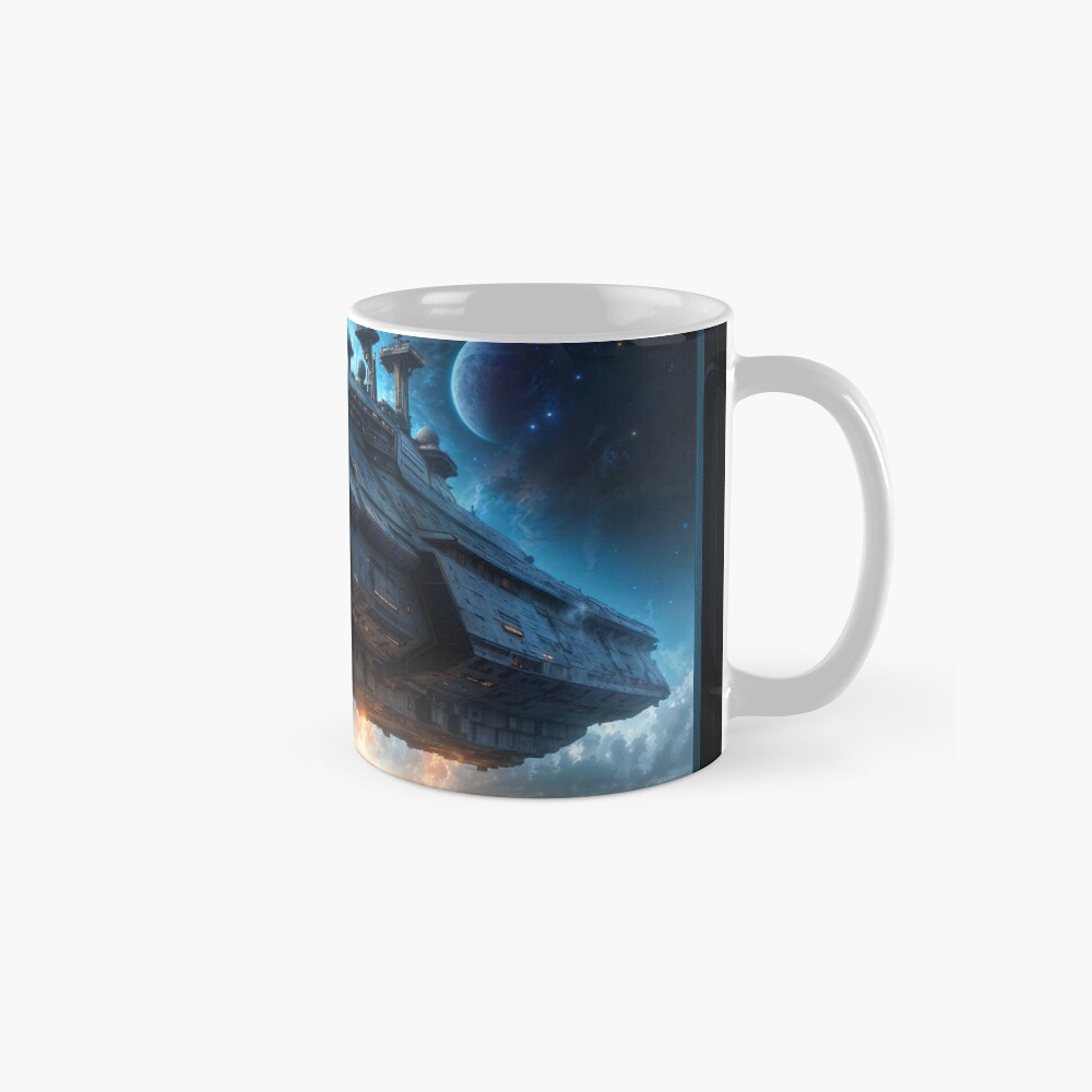 The Giant Interstellar Epilan Starcruiser Above Ocean Waves AI Concept Art by Xzendor7 - An Astound Epic Vision 4 The Giant Interstellar Epilan Starcruiser Above Ocean Waves Striking AI Concept Art by Xzendor7 Decorative Art Print Coffee Mug