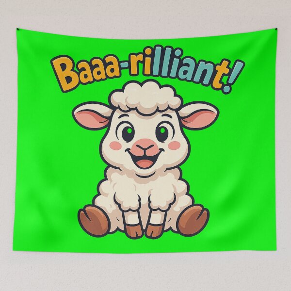 Item preview, Smiling Cartoon Lamb with Funny Text – Baaa-rilliant Sheep Design designed and sold by BestDetailer.