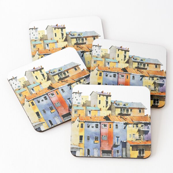 Item preview, Valparaiso Chile Colorful Buildings Watercolor designed and sold by Janine Aykens.