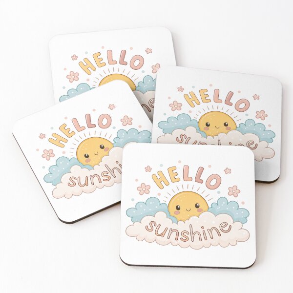 Item preview, Smiling Sun with Hello Sunshine – Cute Kawaii Cloudy Sky Sticker designed and sold by asliberry.