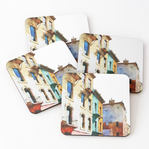 Item preview, Colorful Valparaiso Chile Buildings Watercolor designed and sold by Janine Aykens.