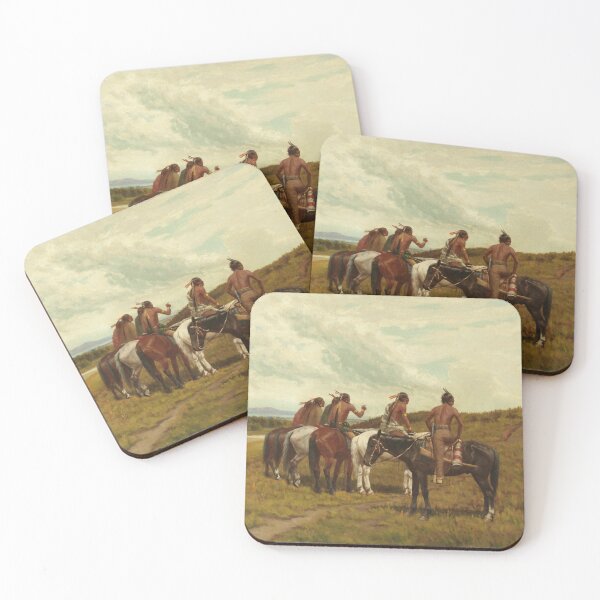 Item preview, Indian Warriors Planning Attack - Vintage American Western Print designed and sold by VintageSpaceArt.