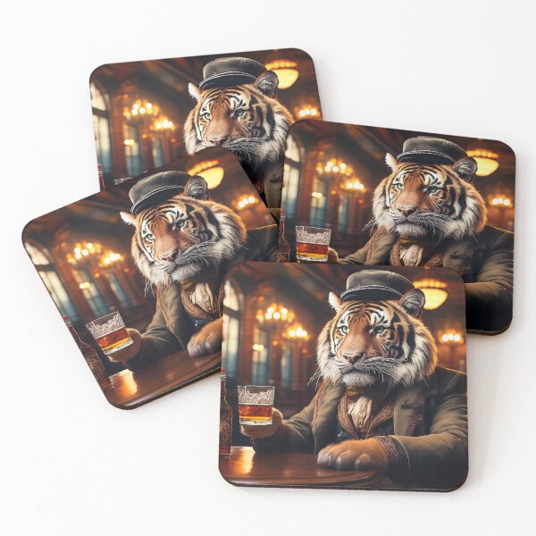 Item preview, Tiger enjoying a drink in a Victorian bar in Edinburgh designed and sold by Gmacamera Creations.