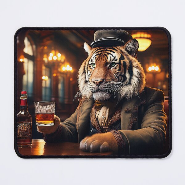 Item preview, Tiger enjoying a drink in a Victorian bar in Edinburgh designed and sold by Gmacamera Creations.