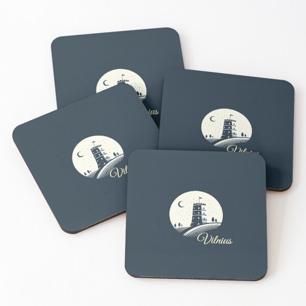 Item preview, Image of Gedyminas tower in Vilnius on navy blue background designed and sold by Vetagio.