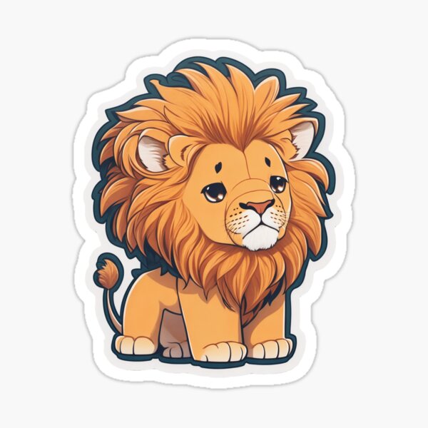 Item preview, Cute Kawaii Lion Sticker - Funny Cartoon Animal Decal for Laptops, Water Bottles, Journals designed and sold by Nour Malahfji Shop.