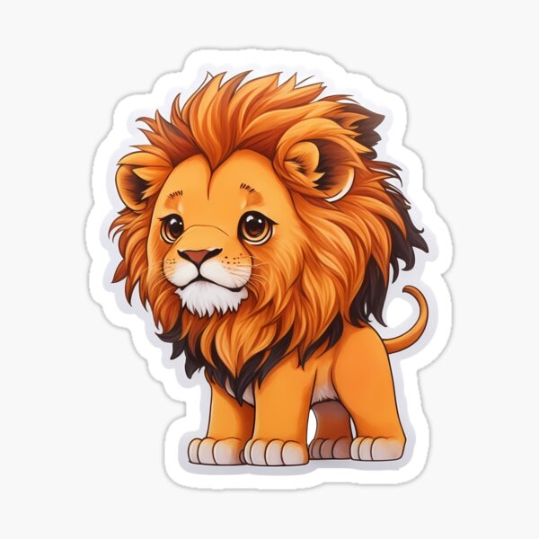 Item preview, Cute Kawaii Lion Sticker - Funny Cartoon Animal Decal for Laptops, Water Bottles, Journals designed and sold by Nour Malahfji Shop.