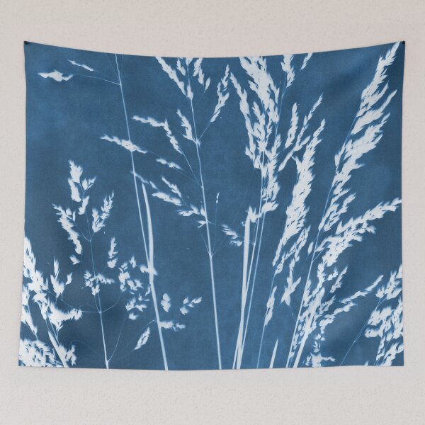 Item preview, Wild Grasses Blue and White Botanical Cyanotype  designed and sold by Janine Aykens.