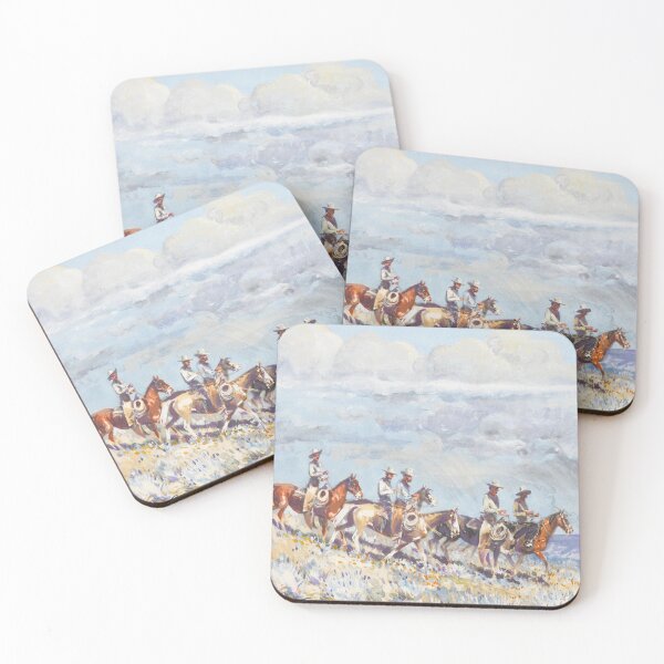 Item preview, Cowboys On The Hill - Vintage American Western Print designed and sold by VintageSpaceArt.