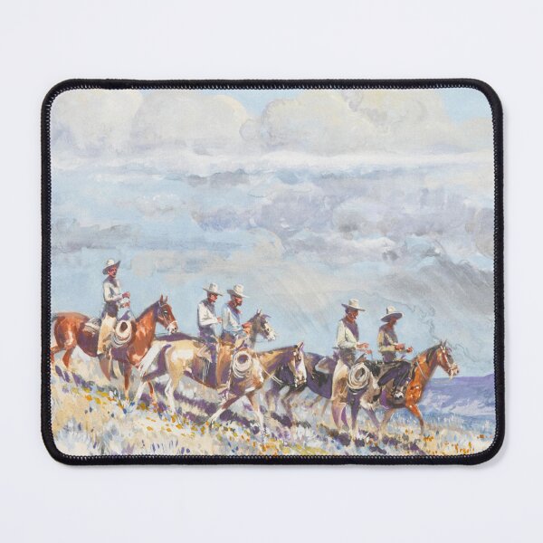 Item preview, Cowboys On The Hill - Vintage American Western Print designed and sold by VintageSpaceArt.