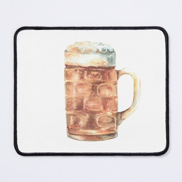 Item preview, Beer mug with light beer and foam. Masses or litre of beer Oktoberfest drink Watercolor illustration designed and sold by BartolArt.