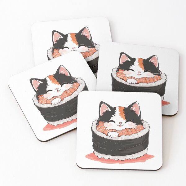 Item preview, Kawaii Cat with Sushi designed and sold by NicolasGlowArt.