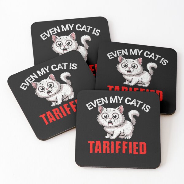 Item preview, Even My Cat Is Tariffied" – Cute Scared Cat Meme Tee for Cat Lovers, Economists & Pun Fans designed and sold by pkk72.