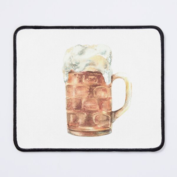 Item preview, Mug of beer with foam. Masses of foamy beer at the Oktoberfest Bavarian festival watercolor  designed and sold by BartolArt.