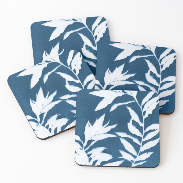 Item preview, Curved Leafy Branches Blue and White Cyanotype designed and sold by Janine Aykens.