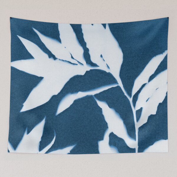 Item preview, Curved Leafy Branches Blue and White Cyanotype designed and sold by Janine Aykens.