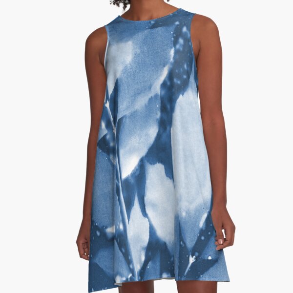 Item preview, Moody Leaves Blue and White Botanical Cyanotype designed and sold by Janine Aykens.