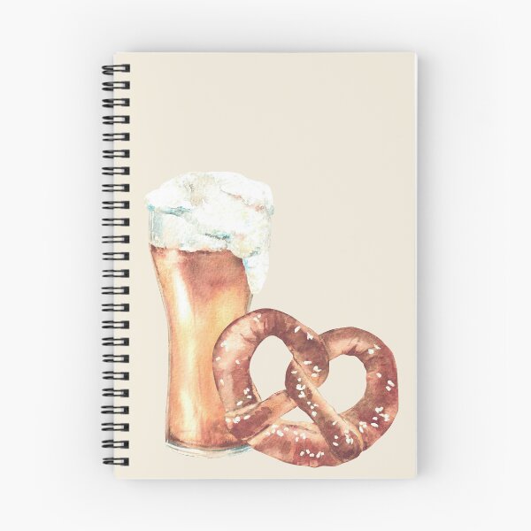 Item preview, Glass of Beer with pretzel. Foamy drinks and Oktoberfest Germany bretzel. Watercolor designed and sold by BartolArt.