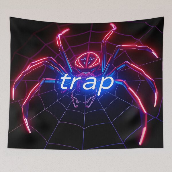 Item preview, Neon Cyber Spider Trap – Futuristic Digital Art designed and sold by FusionCipher.