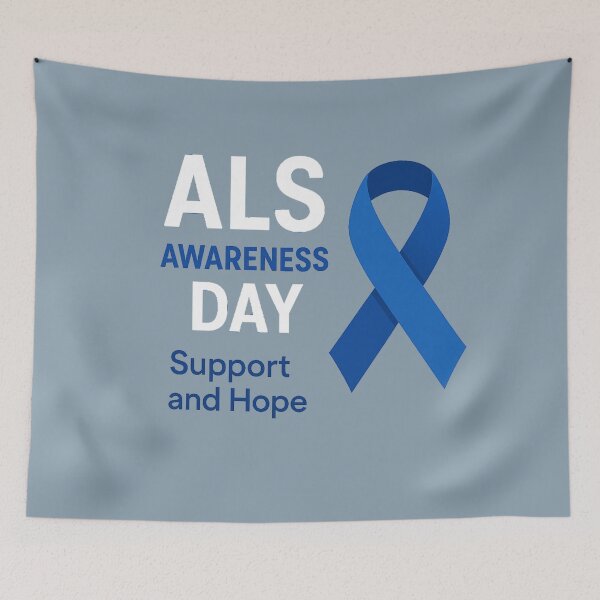 Item preview, AL Advocacy support hope text blue ribbon designed and sold by  Mudikeys.