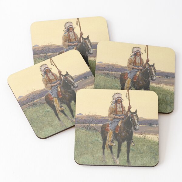 Item preview, Indian Chief With Spear - Vintage American Western Print designed and sold by VintageSpaceArt.