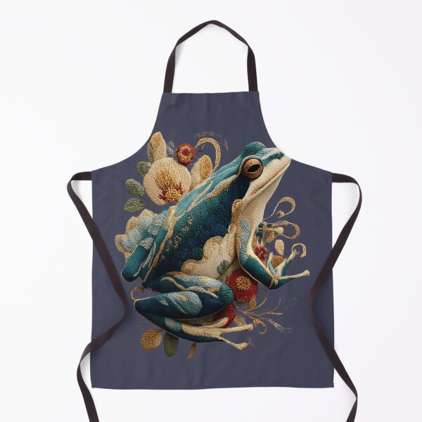 Item preview, Embroidered Frog – Botanical Amphibian Art with Vintage Floral Design designed and sold by Void & Valor.