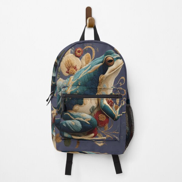 Item preview, Embroidered Frog – Botanical Amphibian Art with Vintage Floral Design designed and sold by Void & Valor.