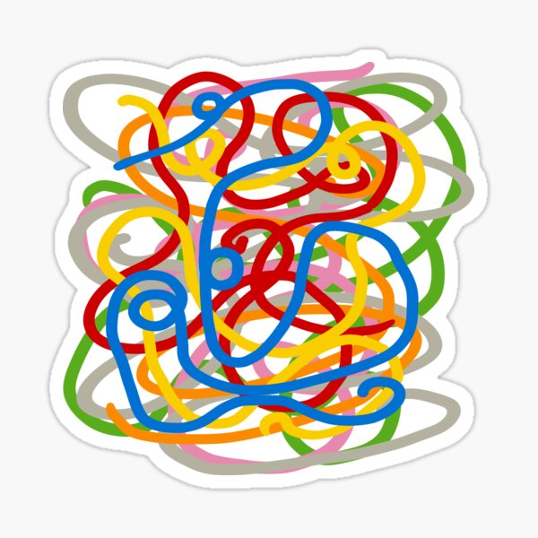 Artikel-Vorschau von Einfaches Regenbogen-Pop-Art-abstraktes Nudellinien-Schnörkel-Kritzel-Doodle-Wirbelmuster-Design, designt und verkauft von Kludoman.