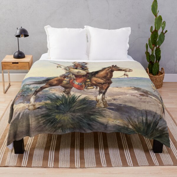 Item preview, Indian Warrior On Mountain - Vintage American Western Print designed and sold by VintageSpaceArt.