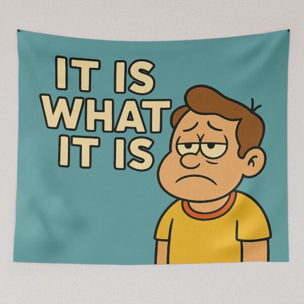 Item preview, It Is What It Is Sad Meme Cartoon designed and sold by memememescat.