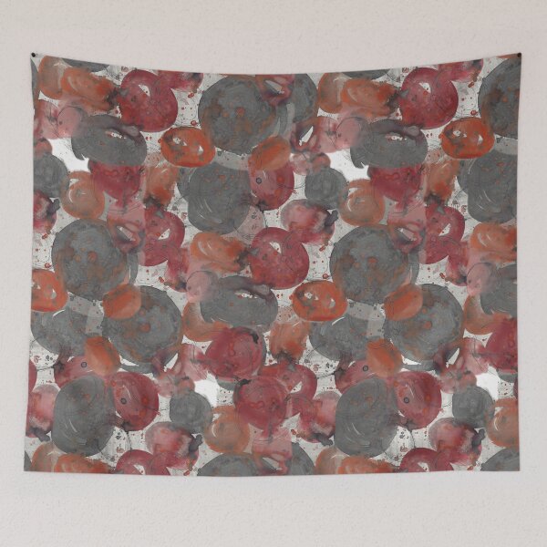 Item preview, Grey Red Orange Bubble Splat Hand Painted Abstract Watercolor  designed and sold by GenAumonier.