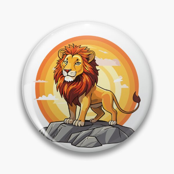 Artikelvorschau, Löwe steht auf einem Felsen mit der Sonne im Hintergrund, (Panthera leo) entworfen und verkauft von Danler.