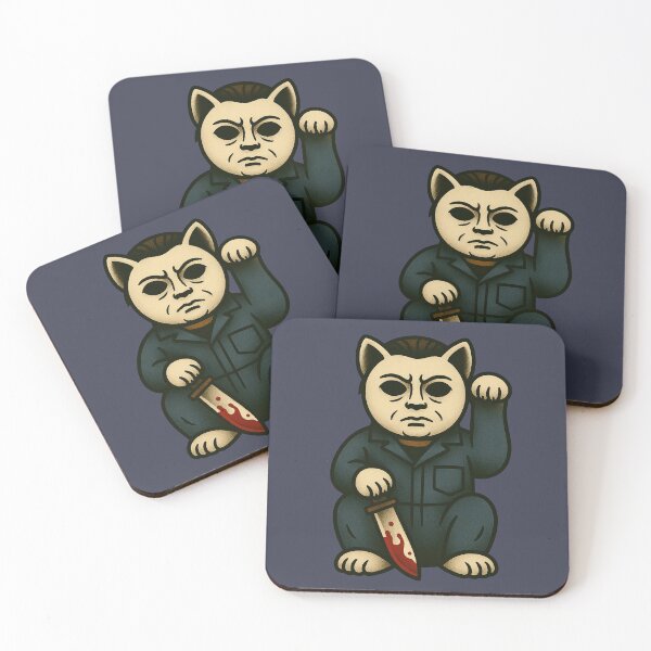 Item preview, Slasher Cat – Masked Maneki Neko with Bloody Knife – Horror Maneki Neko designed and sold by TravisCats.