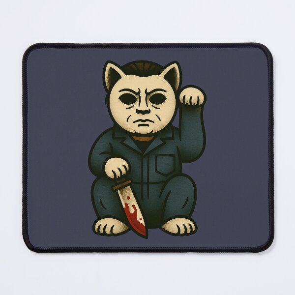 Item preview, Slasher Cat – Masked Maneki Neko with Bloody Knife – Horror Maneki Neko designed and sold by TravisCats.