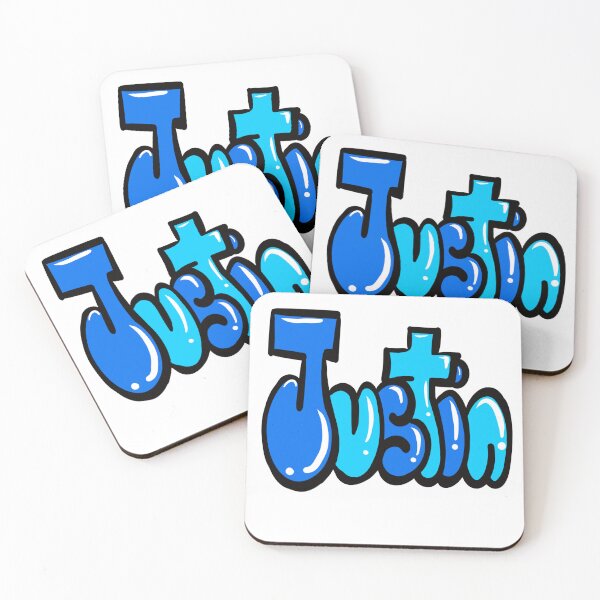 Item preview, Justin name in blue graffiti calligraphy Top 10 best personalised gifts for boys Justin designed and sold by Artonmytee.