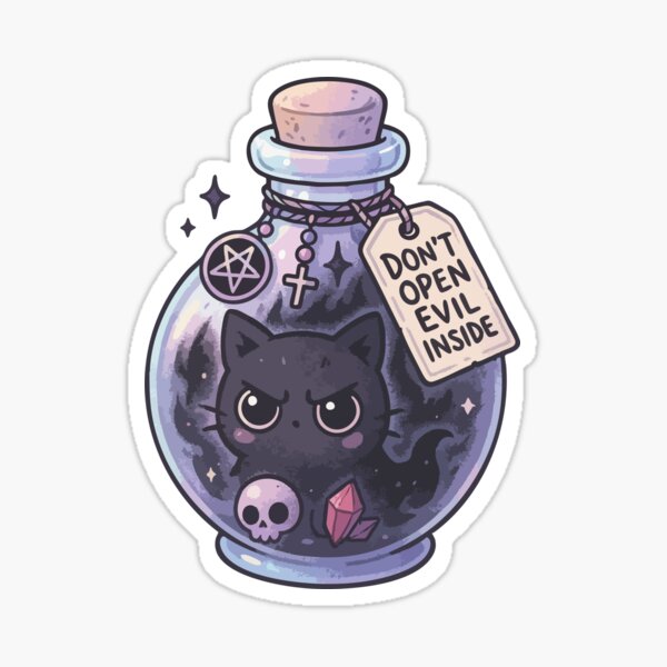 Kawaii Pure Evil Cat Inside Pastel Goth Sticker