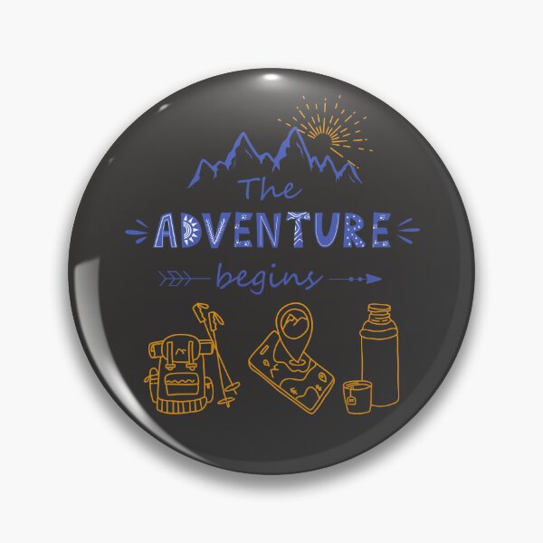 Item preview, The Adventure Begins – Fun Hiking Gear Icons & Sunrise for Outdoor Explorers designed and sold by ElixirCraft.
