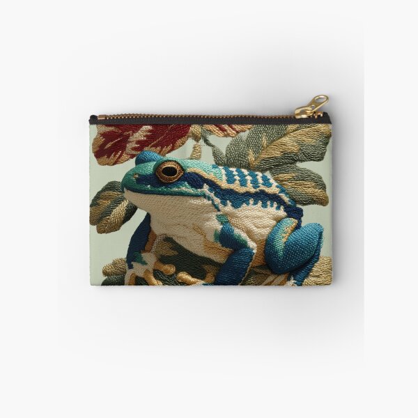 Item preview, Botanical Frog Embroidery Print – Vintage Floral Amphibian Design designed and sold by Void & Valor.