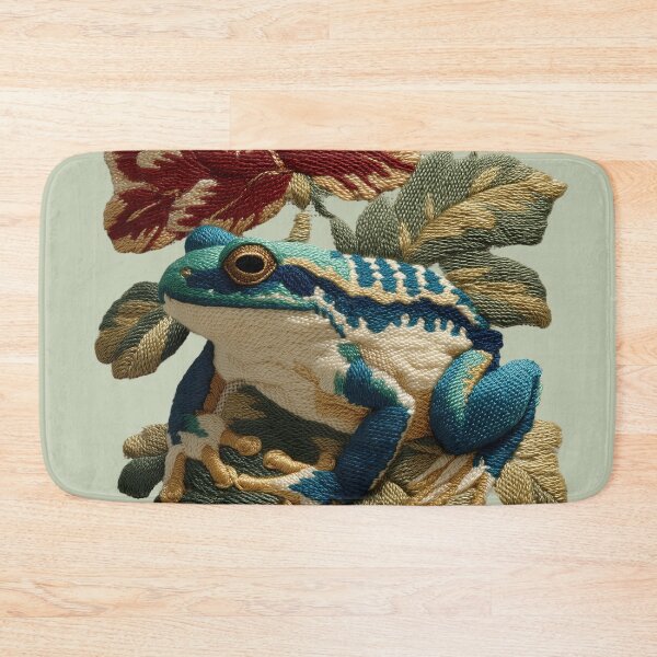 Item preview, Botanical Frog Embroidery Print – Vintage Floral Amphibian Design designed and sold by Void & Valor.